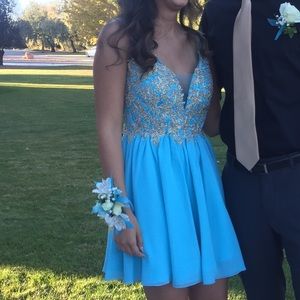 Teal Marianna formal dress, short, adult small